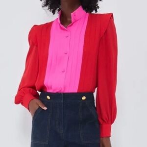 Romantic hot pink and red blouse from Tuckernuck x India Hicks